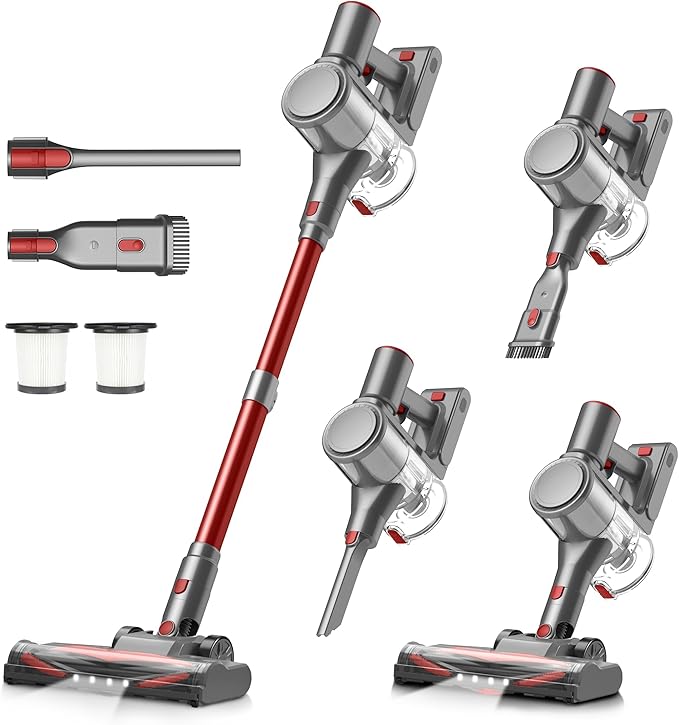 Zefiro Cordless Vacuum Cleaner for Home,450W /40Kpa 50Mins Stick Vacuum,Anti-Tangle 1.5L Dust Cup, Rechargeable Wireless Handheld Vacuum for Pet Hair/Carpet/Floor