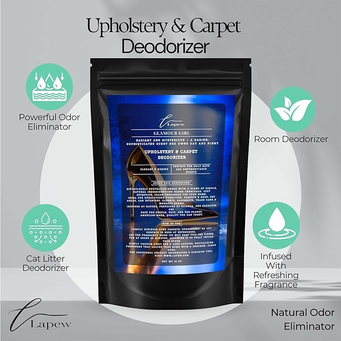 Lapew Glamour Girl Scented Cleaning Bundle | Carpet Deodorizer Powder (16 oz) & Mop Soap Concentrate (36 oz) | Pet-Friendly Odor Eliminator