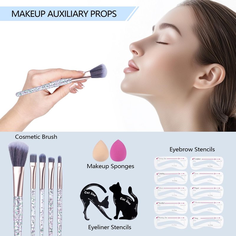 Makeup Kits For Girls Teens, Makeup Gift Set For Women with Eyeshadow Palettes, Brushes, Lip Gloss, Travel Make up Starter Kit For Beginners (C01612)