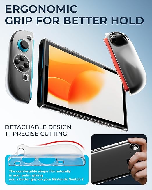 Accessories Bundle for Nintendo Switch 2, 16-in-1: Carrying Case, 2 Screen Protectors, Steering Wheel, Grip for Joycon Controller, Dockable Console Protective Cover Shell, etc. 2025 Switch2 Game Kit