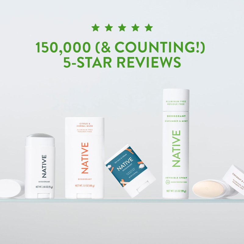Native Sensitive Deodorant Contains Naturally Derived Ingredients, 72 Hour Odor Control | Deodorant for Women & Men, Aluminum Free with Baking Soda, Coconut Oil and Shea Butter, Cucumber & Mint