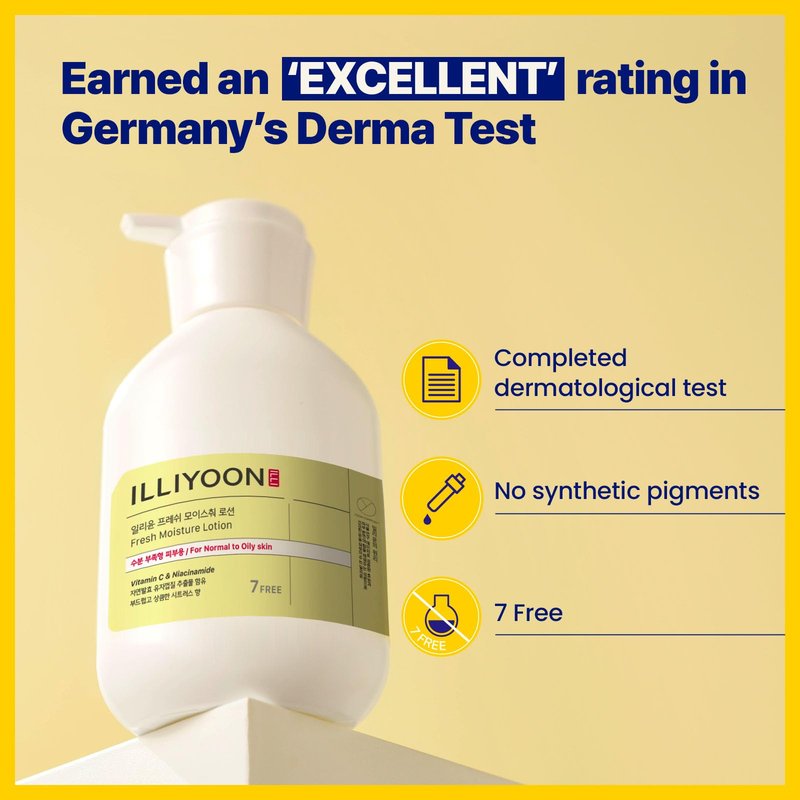 Illiyoon Fresh Moisture Lotion | High Moisturizing Effect For Damaged and Rough Skin, Fast absorbing, 24hr lasting hydration, Vitamin C, Korean Skincare, 11.83 fl.oz.