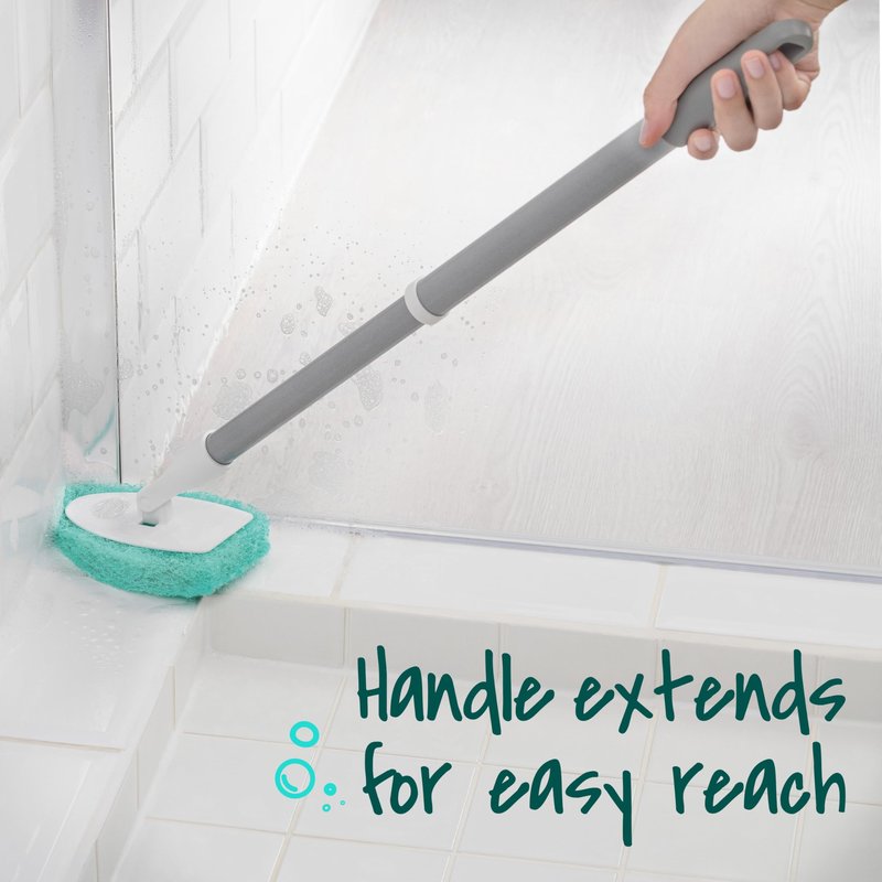 Scotch-Brite Extendable Tub & Tile Scrubber Kit, Includes 1 Handle and 3 Non-Scratch Scrubber Pads