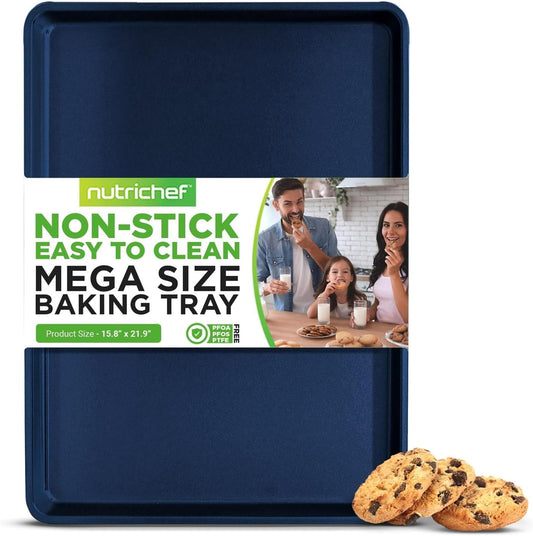 NutriChef Extra Large Nonstick Cookie Sheet - 22" x 16" Premium Carbon Steel Baking Tray for Cookies & Pastries
