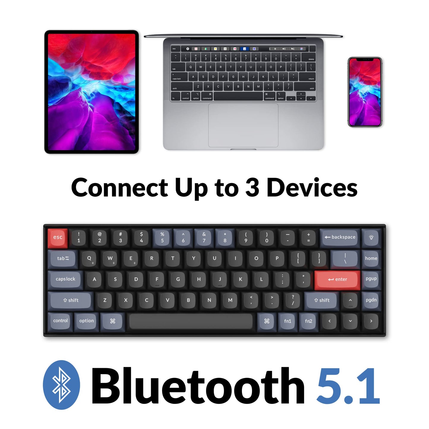 Keychron K6 Pro Wireless Custom Mechanical Keyboard, QMK/Launcher Programmable Macro, Hot-Swappable, 65% Layout White Backlit Office Keyboard for Mac Windows Linux