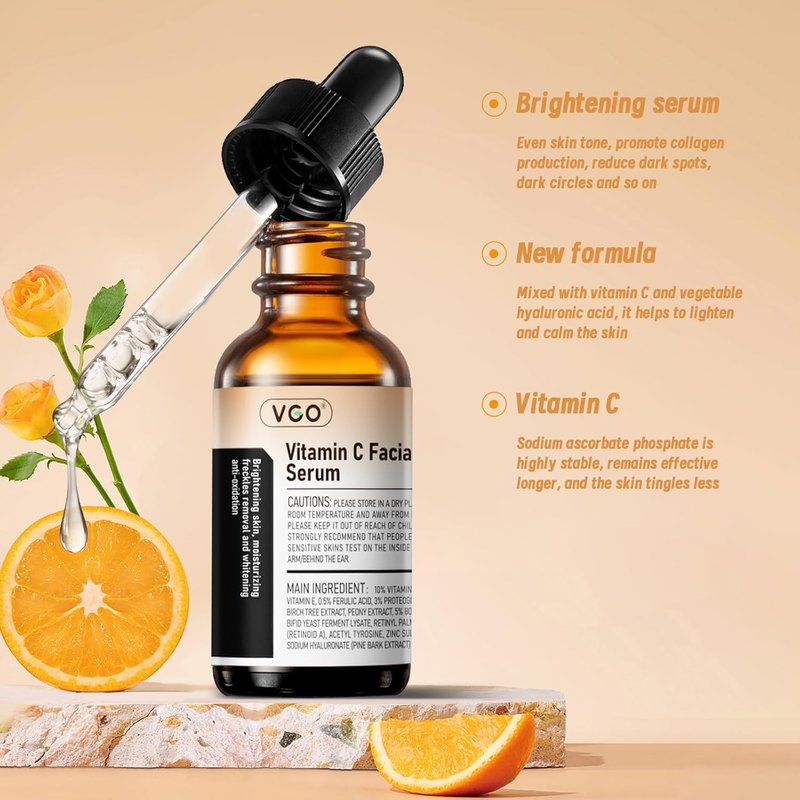 Vitamin C Serum for Face - Anti-Aging Hydration with Hyaluronic Acid & Vitamin E | 2.02oz / 60ml
