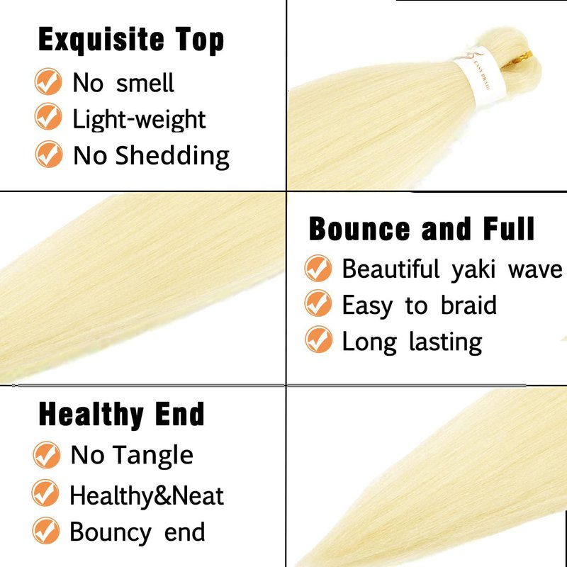 Ubeleco Braiding Hair, Pre-stretched Braiding Hair 8 Packs 48 Inch Soft Yaki Texture, No Itch, Hot Water Setting Hair Extensions for Braids Bleached Blonde (48in,#613)