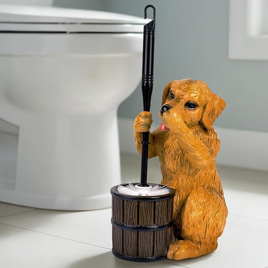 Toilet Brush Holder Set for Bathroom Super Cute Dog Base Solidly Toilet Bowl Brush and Holder Flexible and Durable Style Stylish Toilet Cleaner Brush Saving Storage Space Toilet Brushes for Bathroom
