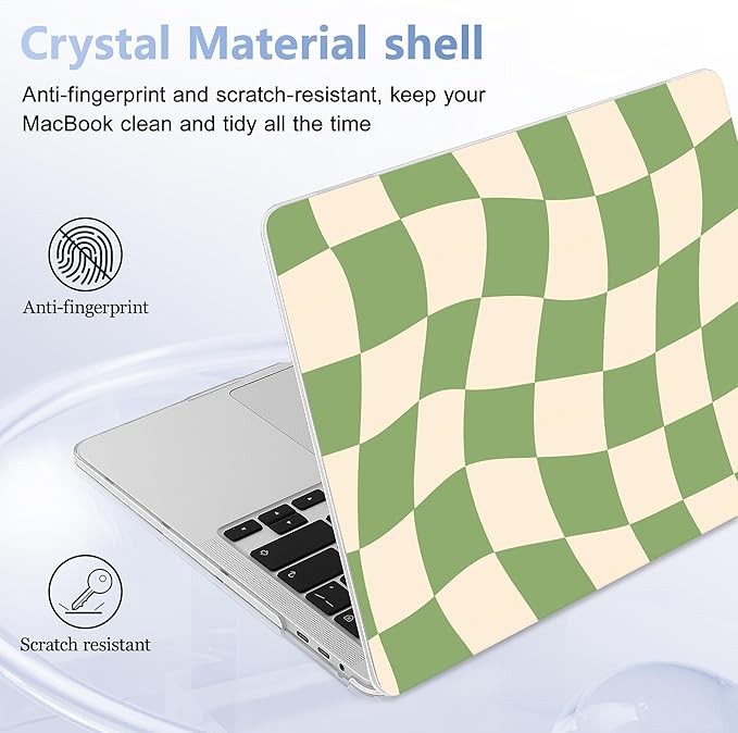 Lepeoac for MacBook Pro 16 inch Case 2019 2020 Release Model A2141, Plastic Hard Shell Cover with Keyboard Cover & Screen Protector for MacBook Pro 16 inch with Touch Bar & Touch ID, Green Checkered