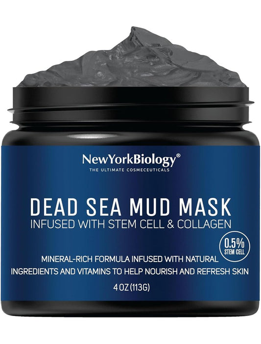 Dead Sea Mud Mask for Face & Body - Spa Quality Pore Refiner with Stem Cell & Collagen | Natural Skincare for Oily Skin | 4 oz
