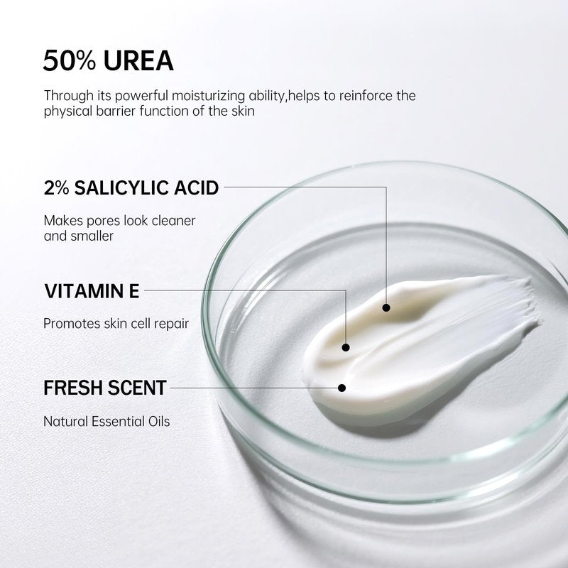 Yarmisun Urea Cream 50 Percent Feet Maximum Strength with Hyaluronic for Dry Skin Cracked Heels Callus Remover