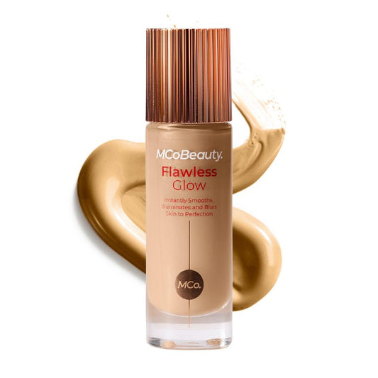 MCoBeauty Flawless Glow Luminous Skin Filter - 4 Medium - 4-in-1 Primer, Highlighter & Foundation Booster - Dewy Illuminating Tint Face Makeup with Squalane Vitamin E - Vegan & Cruelty Free