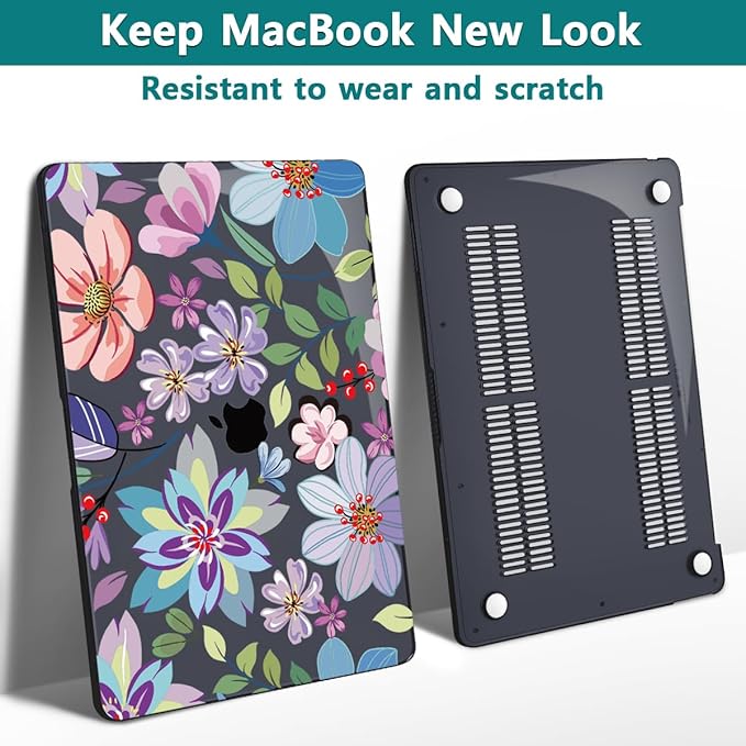Teryeefi for MacBook Pro 13 inch Case M2 M1 2025 2022 2021-2016 Release fits Model A2338 /A2289/A2251/A2159/A1989/A1706 with Touch Bar, PC Hard Shell with Keyboard Cover, Pretty Colorful Flowers A004