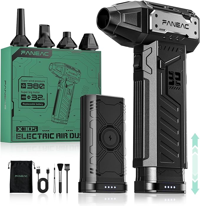 FANEAC Compressed Air Duster | w/ 2 Battey Pack | 2-yr Warranty