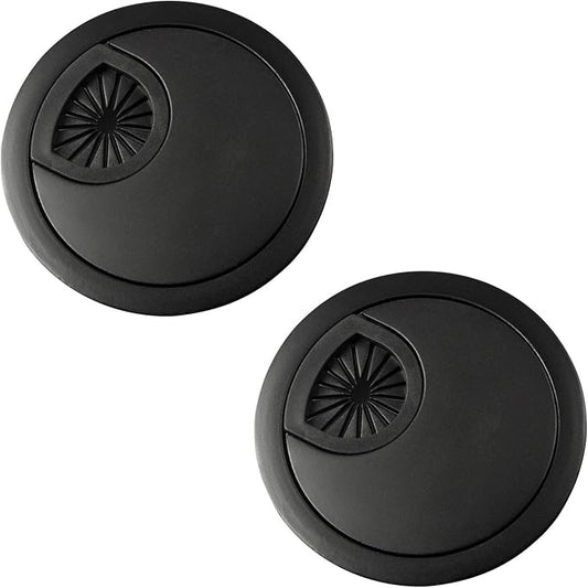 aoozleny Desk Grommet for Wire Organizer,PC Computer Desk Plastic Grommet Cord, Tidy Cable Hole Cover Organizers,2 Pack (60mm, Black)