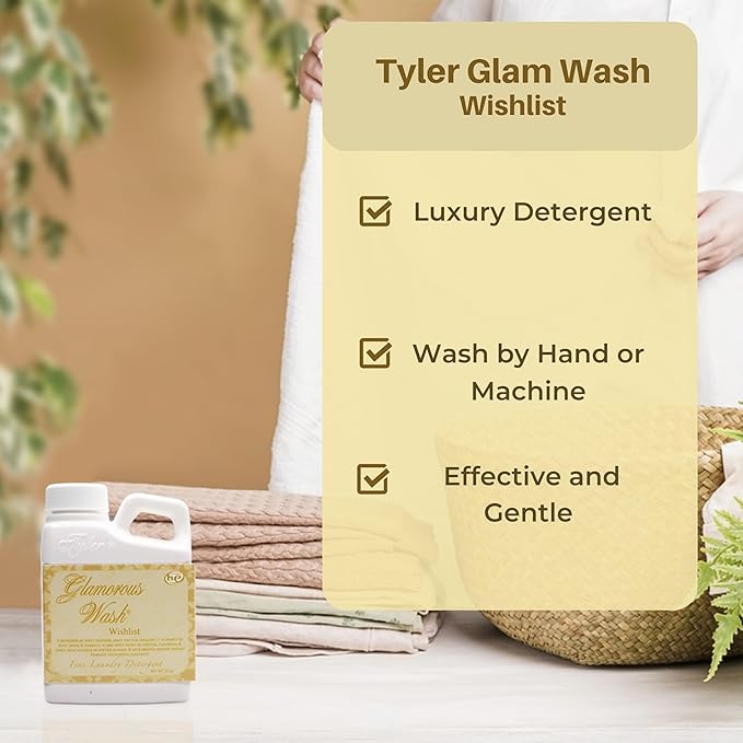 Worldwide Nutrition Bundle: Tyler Glamorous Wash Wishlist Scent Fine Laundry Liquid Detergent - Hand and Machine Washable - 4 oz, 112-gram Container and Multi-Purpose Key Chain