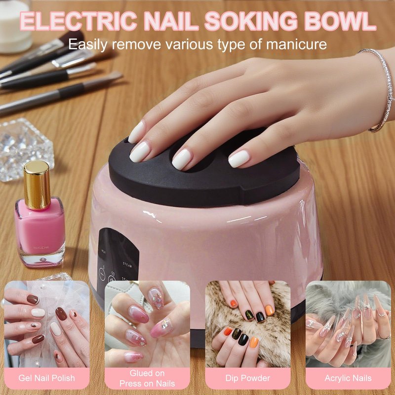Nail Soaking Bowl Adjustable Temperature, Electric Soak off Machine Removes Nail Polish,Cut the Soaking Time in Half Manicure Bowl for Salon Home