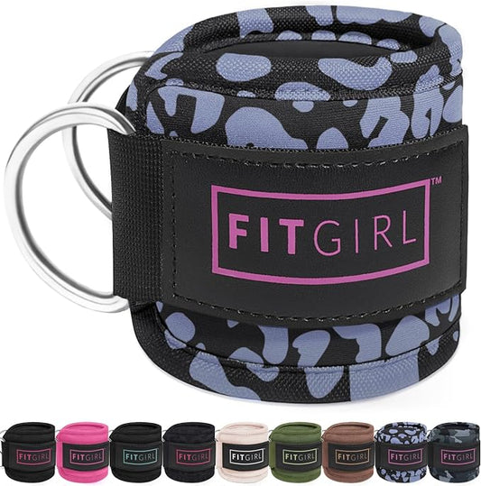 FITGIRL - Ankle Strap (Single) for Cable Machines and Resistance Bands, Work Out Cuff Attachment for Home & Gym, Glute Workouts - Kickbacks, Leg Extensions, Hip Abductors, Women Only (Animal, Single)