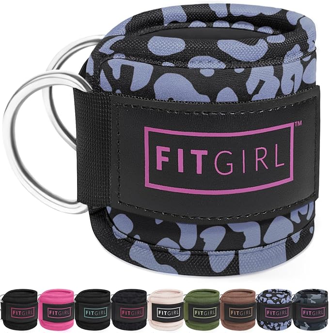 FITGIRL - Ankle Strap (Pair) for Cable Machines and Resistance Bands, Work Out Cuff Attachment for Home & Gym, Glute Workouts - Kickbacks, Leg Extensions, Hip Abductors, Women Only (Animal, Pair)