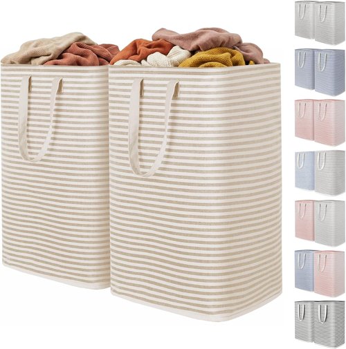 Lifewit Laundry Basket - 80L Collapsible Hamper with Reinforced Handles | Waterproof Design in Beige