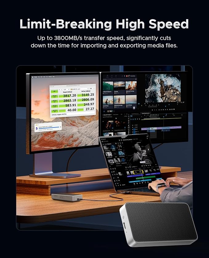ORICO 1TB USB4.0 Portable SSD 3800MB/s(40Gbps), Ultra-Fast External Solid State Drive, Compatible with Thunderbolt 3/4, USB4, Fanless Aluminum Design, Works with Mac and PC-X40