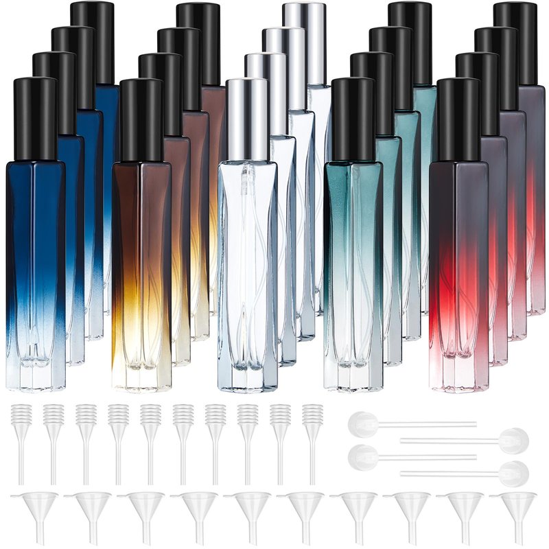Domensi 20 Pcs 10/15/20/30 ml Perfume Travel Refillable Glass Bottles Spray Bottle Perfume Atomizer for Cologne Dispenser Leak-proof Fragrance Bottles Atomizer Pump Kit (10 ml,Amber Color)