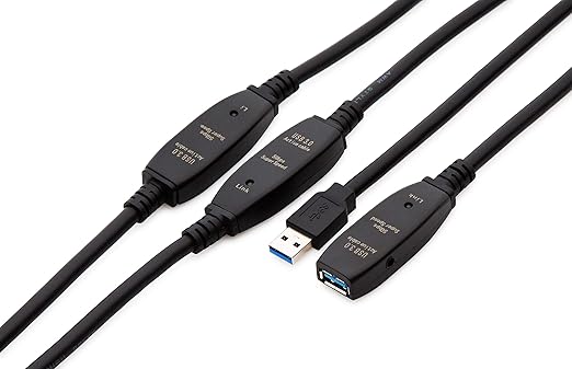 MutecPower 65 Feet Active USB Extension Cable 3.0 Male to Female with 3 Extension chipsets Signal Booster - Active Extension/Repeater Cord 20 Meters / 65 Feet (AC Power Supply Included)