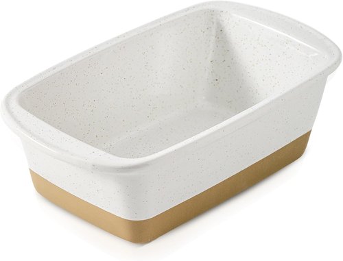 HVH Ceramic Loaf Pan - 9 x 5 Inch Rectangular Baking Bread Pan in Farmhouse White Finish