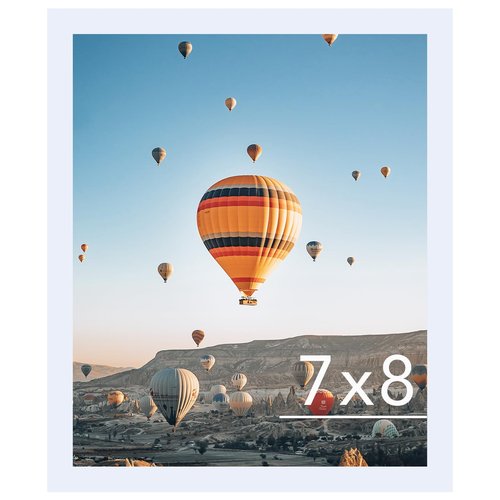 JCJMY 7x8 Picture Frame White for Wall Hanging or Tabletop, Wall Mounting Horizontally or Vertically, 7 x 8 Wall Gallery Poster Photo Frame with Shatter Resistant Plexiglass, White