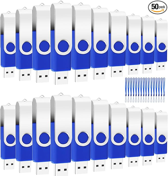 50-Pack of 8GB USB Flash Drive Bulk EASTBULL FAT32 Thumb Drives Pack (Blue)