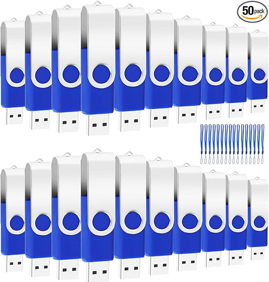 50-Pack of 8GB USB Flash Drive Bulk EASTBULL FAT32 Thumb Drives Pack (Blue)