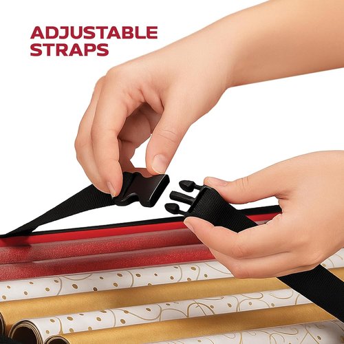 Christmas Wrapping Paper Organizer by [Brand Name] - Storage Bag with Straps & Pockets, Fits Up to 24 Rolls, Gray