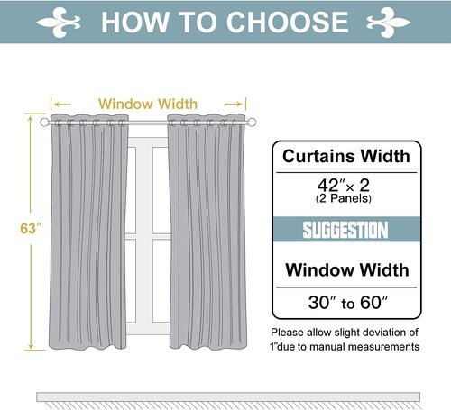 ChrisDowa Blackout Curtains - Thermal Insulated Room Darkening Panels Set (Brown, 42"W x 63"L)