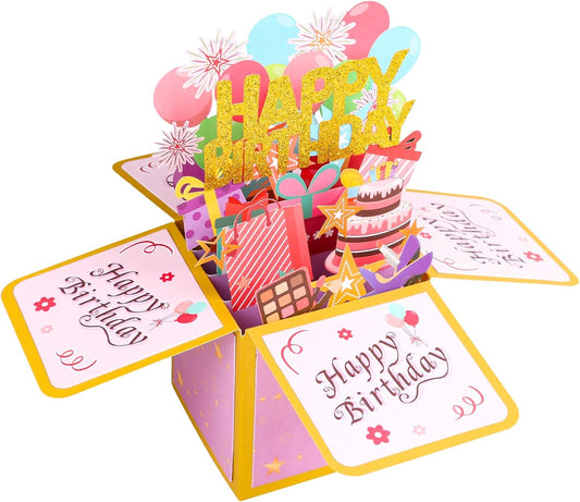 Steford Happy Birthday Pop-Up Card - Unique 3D Greeting Gift Box for Adults & Kids | Handmade Design