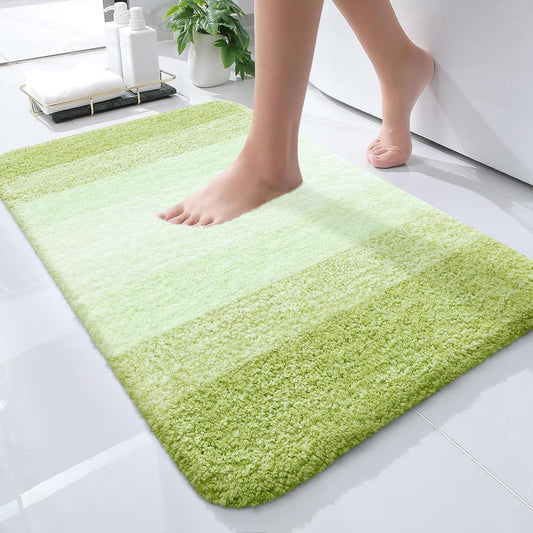 OLANLY Microfiber Bath Rugs - Extra Soft & Absorbent | Quick Dry, Washable, 24x16, Light Green