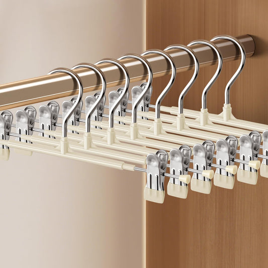Skiennix 14-Inch Pants Hangers - Adjustable Metal Clips for Non-Slip Skirts & Trousers | 20-Pack