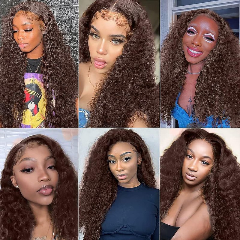 Deep Wave Human Hair Bundles 14 16 18 Inch #4 Chocolate Brown Bundles Human Hair 12A Unprocessed Native Virgin Hair 100/PC 3 Extensions Wet and Wavy Weave for Women