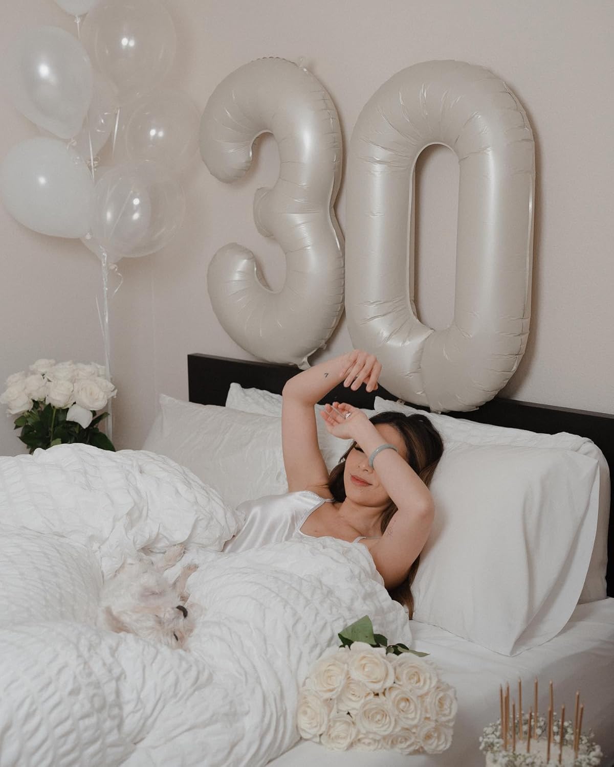 Regine Switzerland Cream Number Balloon - 40 Inch Celebration Decor for Birthdays | Elegant 0 Design