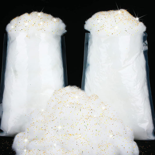 Sumind Winter Fake Snow Decoration - Fluffy Artificial Cotton Fiber for Christmas Crafts | Glitter Gold