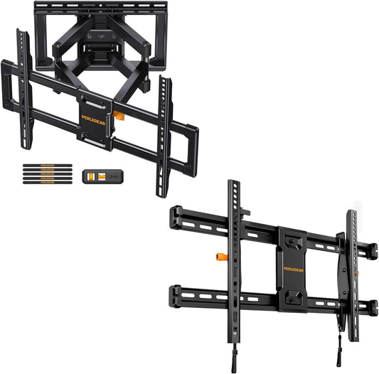 Perlegear Full Motion TV Wall Mount - Fits 42-85 Inch TVs Up to 132 lbs | Tilting Design with Leveling Adjustment