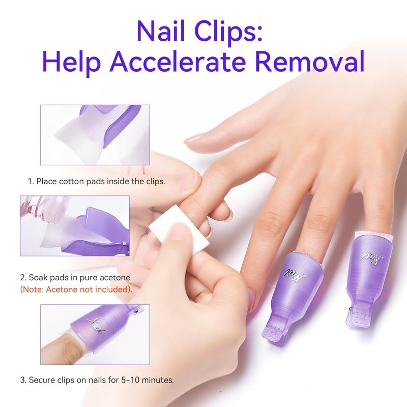 Makartt Nail Polish Remover Clips Kit, 20PCS Reusable Nail Soak Off Clips for Fingers & Toes, Acrylic & Nail Remover Tools, Double-Ended Cuticle Pusher, Fast, Mess-Free Gel Removal at Home or Salon
