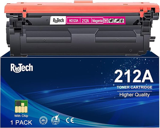 212A Magenta Toner Cartridge,Compatible Replacement for HP 212 A W2123A 212X W2120X, for HP Color LaserJet Enterprise M554 m554dn M555 M555dn Flow MFP M578 Printer, with Upgraded Chip,No Fading