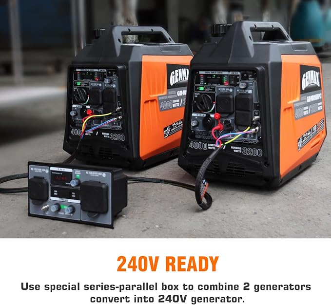 GENMAX Portable Generator,4000W ultra-quiet145cc Engine &Parallel and Series Ready, EPA & CARB Compliant, Eco-Mode Feature, Ultralightweight for Backup Home Use & Camping (GM4000iSAPC)