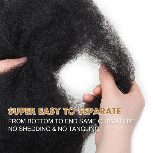 Vecago Afro Kinkys Bulk Human Hair, 4c Curly Hair for Permanent Sister Locs/Mini Twists/Braids/Repair Can Dye and Bleach(16 inch),Black