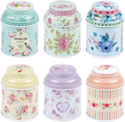 TooGet Elegant Metal Tinplate Tins - Shabby Chic Mini Boxes for DIY Candles, Spices, and Gifts | 6-Pack