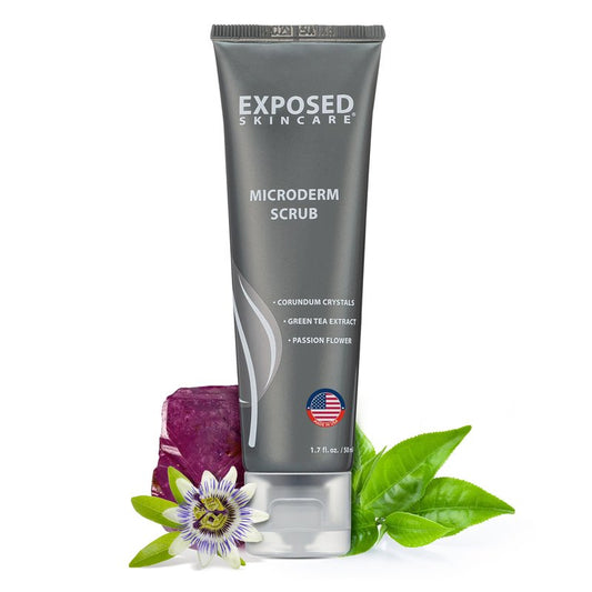 Exposed Skin Care, Microderm Face Scrub with Corundum Crystals – Gentle Daily Exfoliating Facial Scrub for Acne Scars, Blackheads, Blemishes and Clogged Pores – Radiant Smooth Glow for All Skin Types