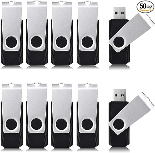 Aiibe 64GB Flash Drive 50 Pack USB Flash Drive 64GB USB Drive Bulk Thumb Drives USB 2.0 Memory Stick Zip Drive Multipack, Black