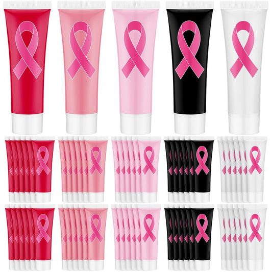 Heigble 50 Pcs Christmas Hand Cream Gifts Bulk Breast Cancer Awareness Hand Cream Gifts Pink Ribbon Favors Accessories Favors Breast Cancer Awareness Month Support Survivors Christmas Party Supplies