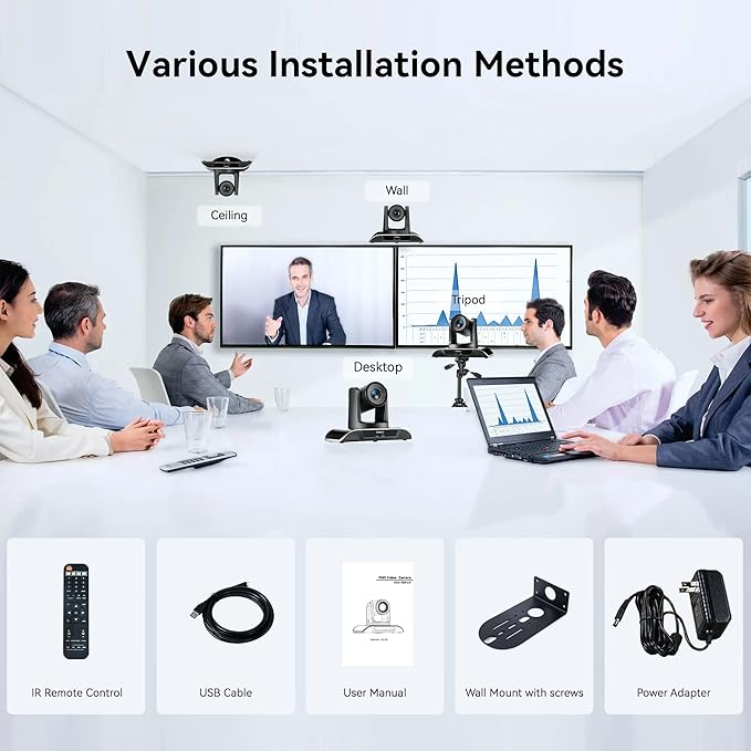 Tenveo 10X Optical Zoom PTZ Conference Room Camera, USB3.0/HDMI FHD 1080P 60FPS, for Video Conferencing Business Meeting Live Streaming Church Services Worship Events Education Zoom Teams OBS