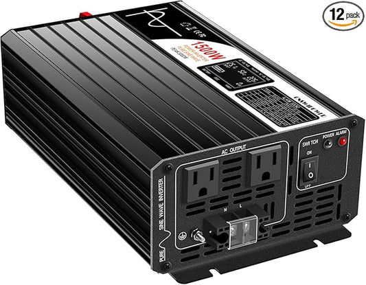 Xijia 1500W Power Inverter, 72V to 120V Pure Sine Wave Inverter for Golf Cart, 3000W Surge Power Converter for EV Systems, Industrial Power & Off-Grid Applications
